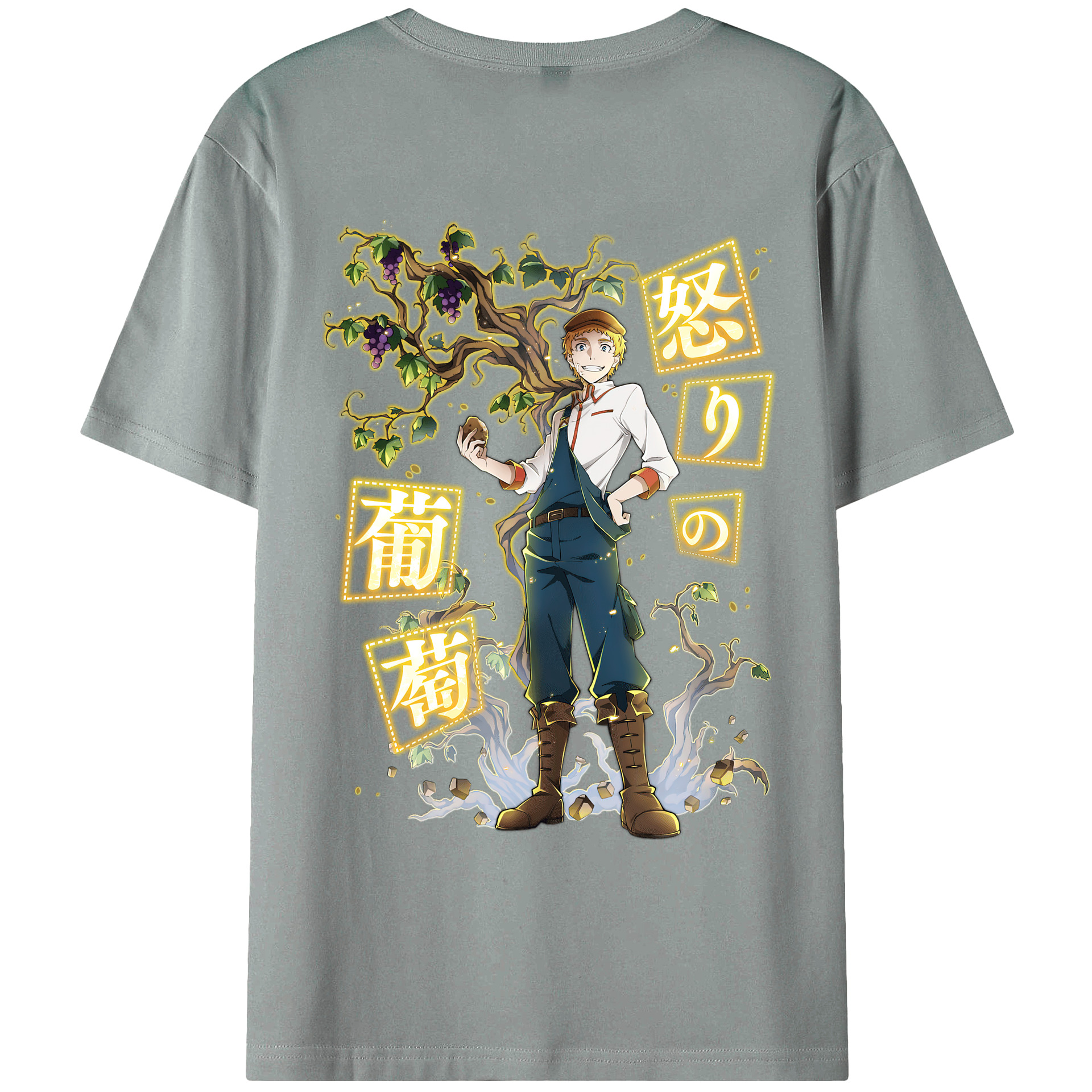 （画像用） 文豪ストレイドッグス Bungo Stray Dogs 綿100％ メンズ半袖Tシャツ（バックプリント） 通気性